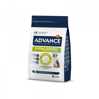 ADVANCE VETERINARY DIETS DOG HYPOALLERGENIC 2.5KG - SUŅIEM AR BARĪBAS NEPANESĪBU UN ALERĢIJĀM