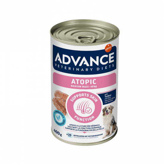 ADVANCE VETERINARY DIET DOG ATOPIC MED/MAXI 400G - KONSERVI VIDĒJO UN LIELU ŠĶIRŅU SUŅIEM AR ATOPISKO DERMATĪTU