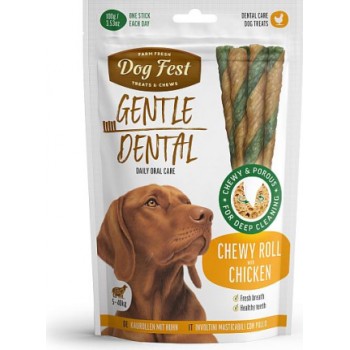 Dogfest Dog Fest Dental Chewy roll with chicken for adult dogs 100g - košļājamā rulete ar vistas gaļu visu šķirņu pieaugušiem suņiem