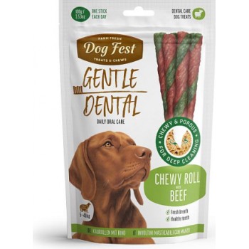 Dogfest Dog Fest Dental Chewy roll with beef for adult dogs 100g - papildbarības suņiem, košļājamā rulete ar liellopu gaļu pieaugušiem suņiem