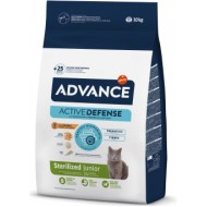ADVANCE CAT STERILIZED JUNIOR 10 kg - pilnvērtīga sausā barība, kas īpaši paredzēta sterilizētiem kaķiem (no sterilizācijas līdz 24 mēnešu vecumam). Ar vistu un rīsiem.