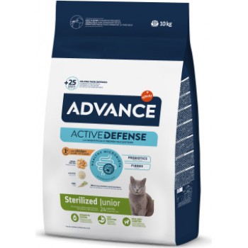 ADVANCE CAT STERILIZED JUNIOR 10 kg - pilnvērtīga sausā barība, kas īpaši paredzēta sterilizētiem kaķiem (no sterilizācijas līdz 24 mēnešu vecumam). Ar vistu un rīsiem.