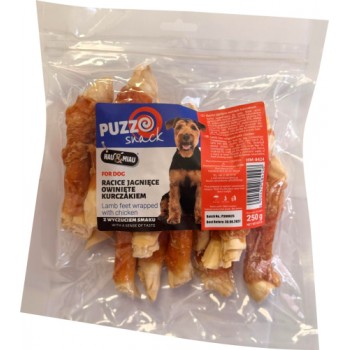 HAU&MIAU dog treat, lamb feet wrapped in chicken, 250g - papildbarība pieaugušiem suņiem, jēra kāja ietīta vistā