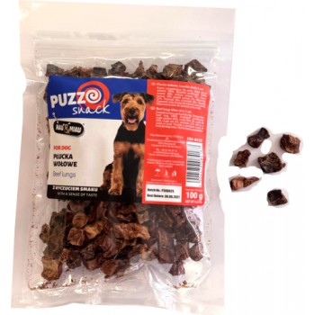 HAU&MIAU dog treat, beef lung, pieces, 1cm 100 g - papildbarība suņiem, gardie liellopi plaušas kubiciņi