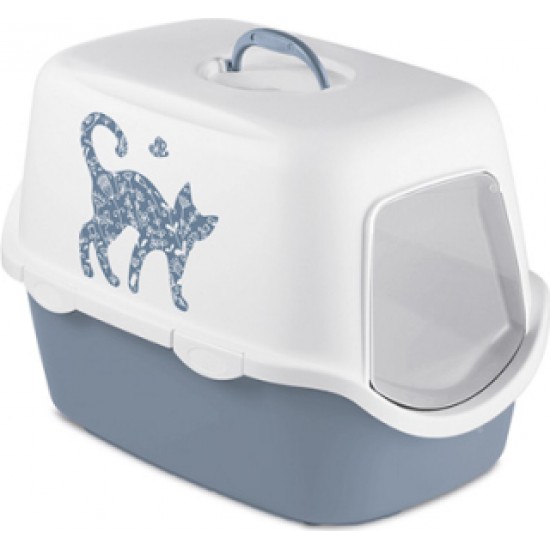 Stefanplast Kaķu tualete CATHY GRIFFE MEOW (zils/balts)