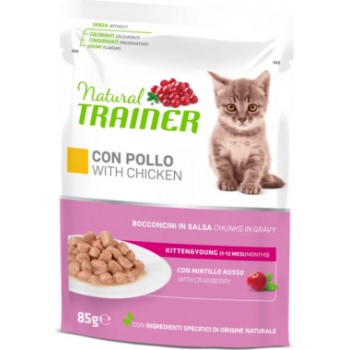 NATURAL TRAINER CAT KITTEN&YOUNG CHICKEN 85g - pilnvērtīga un sabalansēta konserv. barība 1-12 mēn. jauniem kaķiem un kaķēniem.