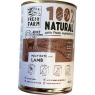 PREFERA Fresh Farm CAT Smooth pate with lamb 400 gr - pilnvērtīga barība kaķiem, pastētes veida konservi kaķiem, ar jēra gaļu.