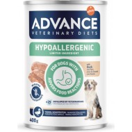 ADVANCE VETERINARY DIET DOG HYPOALLERGENIC DUCK 400G - KONSERVI SUŅIEM AR BARĪBAS NEPANESĪBU UN ALERĢIJĀM