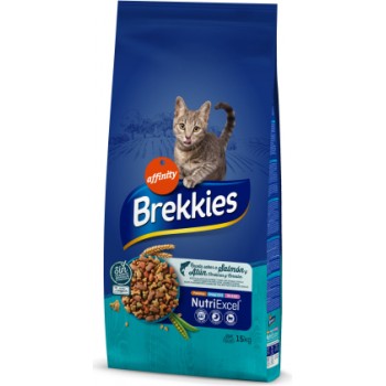 BREKKIES cat Salmon 15,0kg - pilnvērtīga sausā barība pieaugušiem kaķiem, ar lasi un tunci, dārzeņiem un graudaugiem.