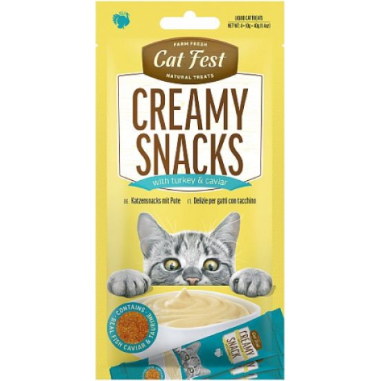 CatFest Krēmīga uzkoda ar tītara gaļu un ikriem 4 × 10 g