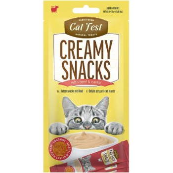 CatFest Krēmīga uzkoda ar liellopu gaļu un ikriem 4 × 10 g