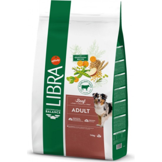 AFFINITY LIBRA DOG ADULT BEEF 14 KG - PIEAUGUŠIEM SUŅIEM, AR LIELLOPU