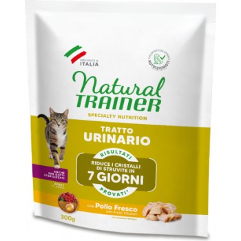 NATURAL TRAINER CAT SPECIAL NUTRITION URINARY WITH CHICKEN 300 GR - pilnvērtīga diētiska barība pieaugušiem kaķiem, ar īpašībām, lai samazinātu struvīta akmeņu atkārtotu veidošanos.