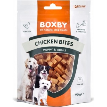BOXBY CHICKEN BITES 90g - papildbarība suņiem no 9.mēn.vecuma, vistu gaļas gabaliņi