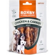 BOXBY CHICKEN & CARROT Sticks 100g - papildbarība pieaugušiem suņiem, ar vistas gaļu un burkāniem.