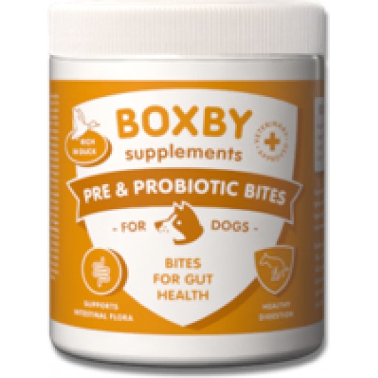BOXBY PRE & PROBIOTIC BITES 240g - papildbarības suņiem, veicina gremošanu un zarnu trakta veselību