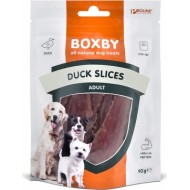 BOXBY DUCK SLICES for DOGS 90g - papildbarība pieaugušiem suņiem, gabaliņi ar pīles gaļu.