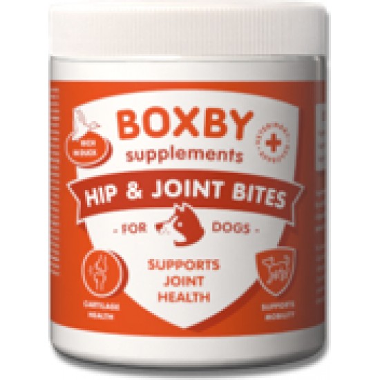 BOXBY HIP & JOINT BITES 240g - papildbarība suņiem locītavu veselībai.