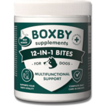 BOXBY 12-IN-1 BITES 240g - daudzfunkcionāls multivitamīnu papildbarības gardums suņiem no 4 mēn.vecuma.