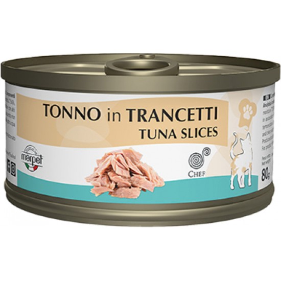 Marpet Chef 80gr Cat Tuna slices - mitrā papildbarība pieaugušiem kaķiem, konservi ar tunci