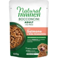 NATURAL TRAINER WET DOG S&T CHUNKS SALMON 100 G - mitrā pilnvērtīga barība mazo šķirņu suņiem, gabaliņi ar lasi mercē. (24gb)