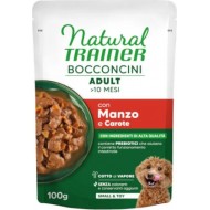 NATURAL TRAINER WET DOG S&T CHUNKS BEEF 100 G - mitrā pilnvērtīga barība mazo šķirņu suņiem, liellopu gaļas gabaliņi mercē. (24gb)