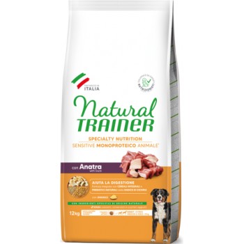 NATURAL TRAINER DOG SENSITIVE NO GLUTEN MEDIUM/MAXI ADULT DUCK 10+2 KG - pilnvērtīga bezglutēna barība pieaugušiem suņiem. Ar pīles gaļu.
