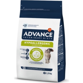 ADVANCE VETERINARY DIETS CAT HYPOALLERGENIC 1.25KG — KAĶIEM AR BARĪBAS NEPANESĪBU UN ALERĢIJĀM