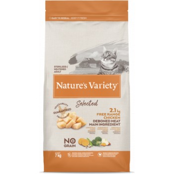 Nature's Variety Cat Selected Sterilized Free Range Chicken 7Kg - sausā barība ar brīvi turētu vistu pieaugušiem sterilizētiem kaķiem