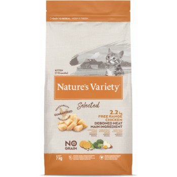 Nature's Variety Cat Selected Kitten Free Range Chicken 7Kg - sausā barība ar brīvi turētu vistu kaķēniem