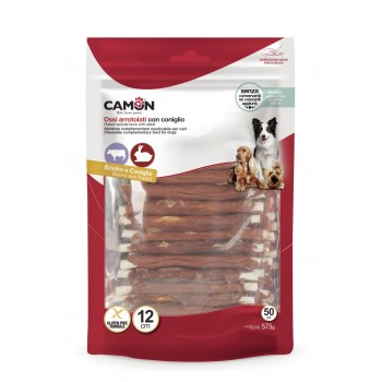 Gardums suņiem - Košļājamais jēlādas rulītis ar truša gaļu 50gb/575g