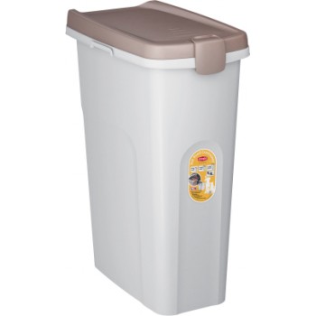 Stefanplast Konteiners barībai 40l balts ar brūni-pelēku vāku