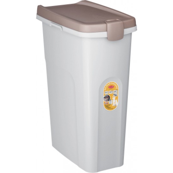Stefanplast Konteiners barībai 40l balts ar brūni-pelēku vāku