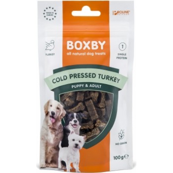 BOXBY COLD PRESED TURKEY TREAT 100gr - BOXBY AUKSTĀS PRESĒŠANAS GARDUMS SUŅIEM AR TĪTARU
