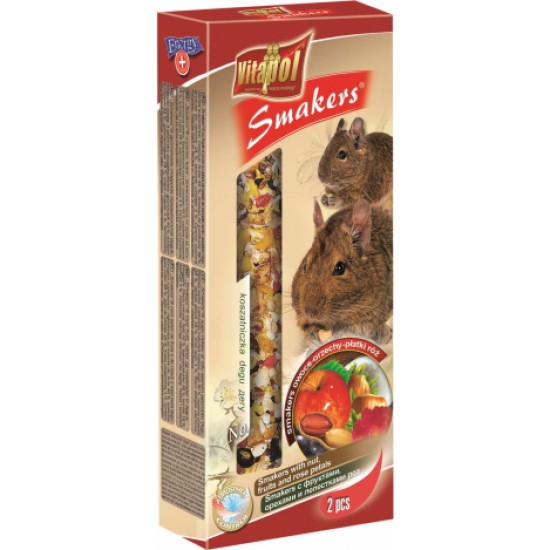 STANDARD Smakers with nuts, fruits and rose petals for degu 2pcs 90g - Vitapol nūjiņas ar augļiem, riekstiem un rožu ziedlapiņām degu pelēm.