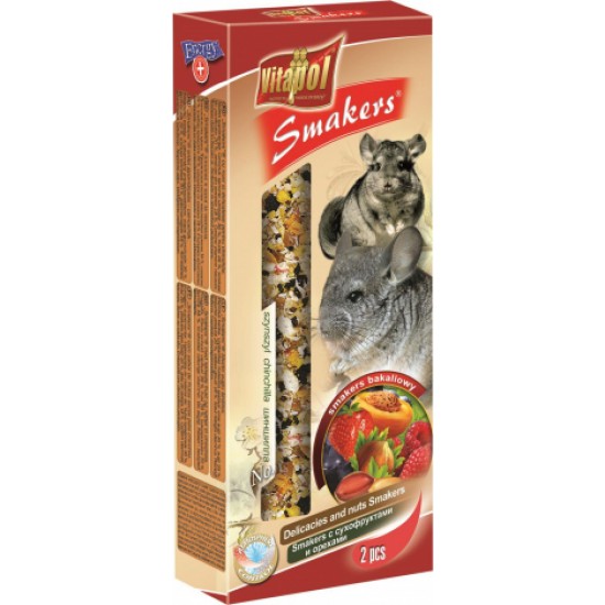 STANDARD Smakers fruits and nut for chinchilla 2pcs 90g - Vitapol nūjiņas ar žāvētiem augļiem un riekstiem šinšillām