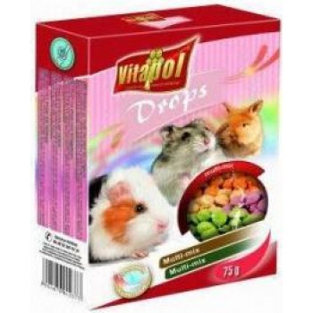 Vitapol COMPLEMENTARY DROPS multi mix for rodents and rabbit 75g - Papildbarības maisījums grauzējiem un trušiem.