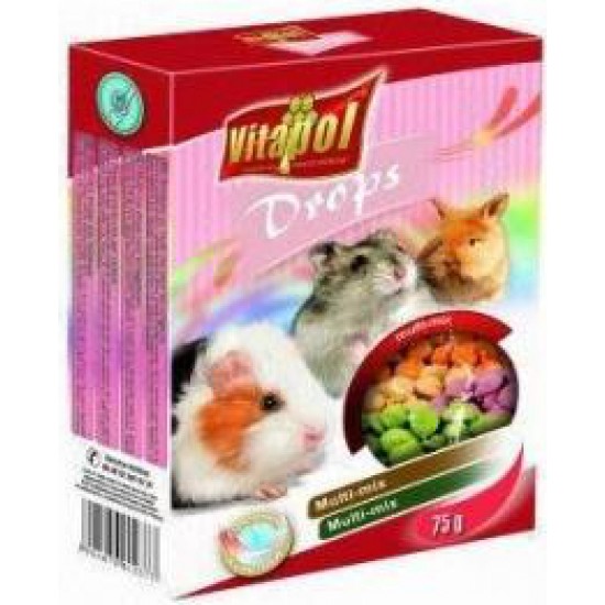 Vitapol COMPLEMENTARY DROPS multi mix for rodents and rabbit 75g - Papildbarības maisījums grauzējiem un trušiem.