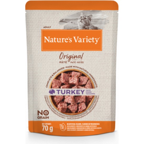Konservi Nature's Variety Cat Original Turkey 0.070 Kg - Konservi ar tītaru pieaugušiem kaķiem (12gb)