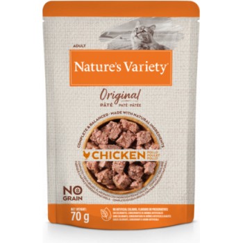 Konservi Nature's Variety Cat Original Chicken 0.070 kg - Konservi ar vistu pieaugušiem kaķiem (12gb)