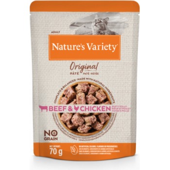 Konservi Nature's Variety Cat Original Beef and Chicken 0.070 kg - Konservi ar liellopu un vistu pieagušiem kaķiem (12gb)
