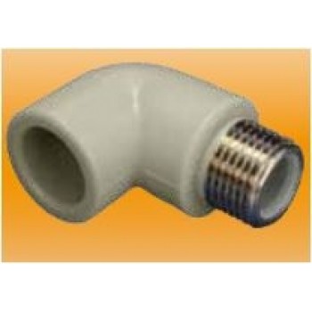 PPR līkums 90° d20x1/2"M, pelēks