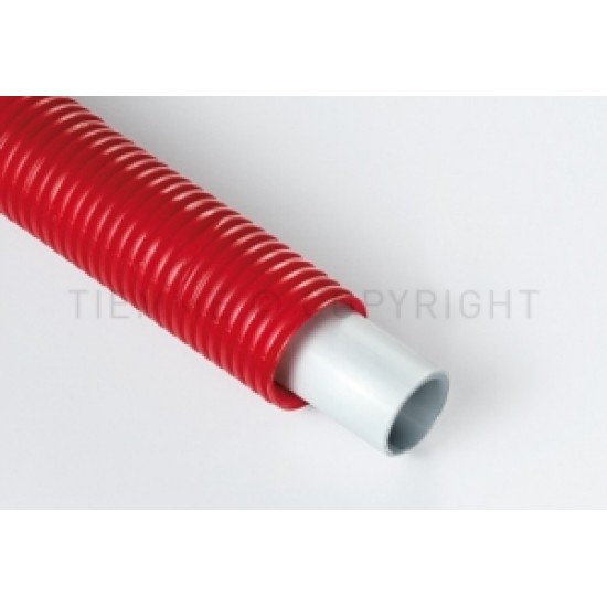 PE-X/AL/PE-X caurule ar gofrētu apvalku D20x2.0,sarkana (50m),AL-Cobrapex