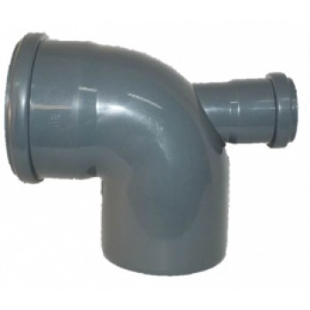 Likums DN110/90°,atzars DN50 180°, PP, pelēks