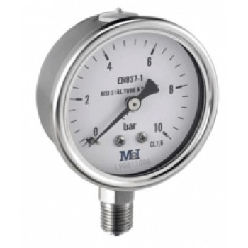 Manometrs AISI316  korp. D100, -1+1.5,1/2",CL1.6, vertikāls