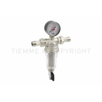 Filtrs, pašattīrošs 3/4" ar manometru, 100µ, niķelēts,3135N