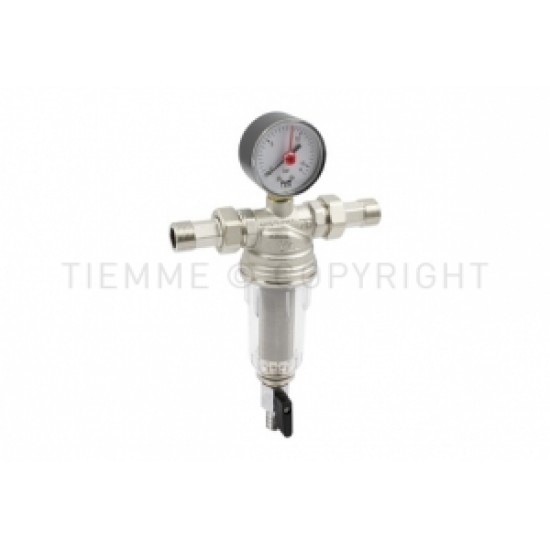 Filtrs, pašattīrošs 3/4" ar manometru, 100µ, niķelēts,3135N