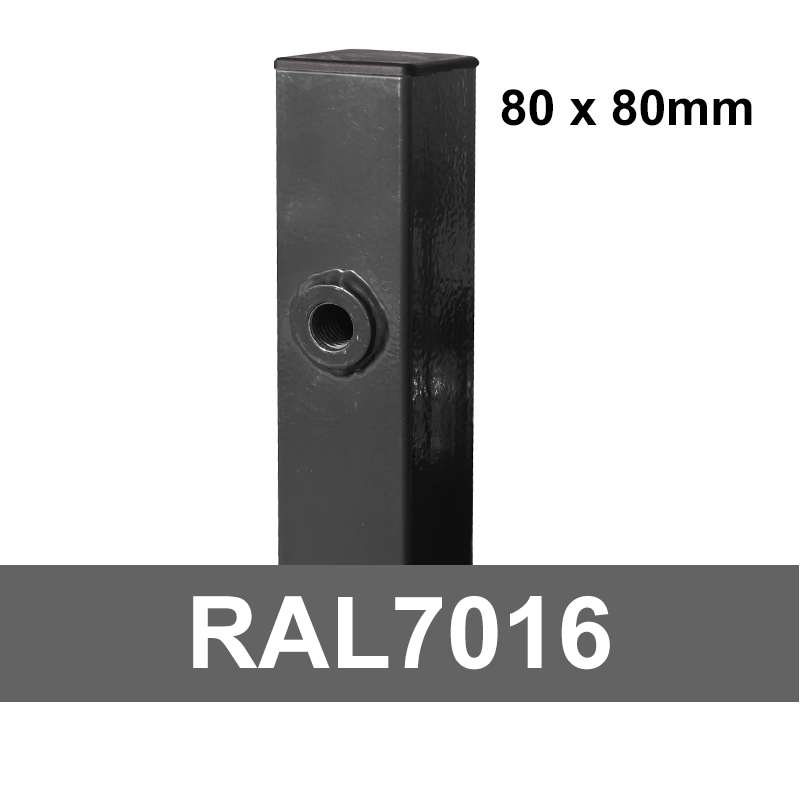 Kvadrātprofilu vārtu stabs RAL7016 pelēks H2200/80*80/2mm-1