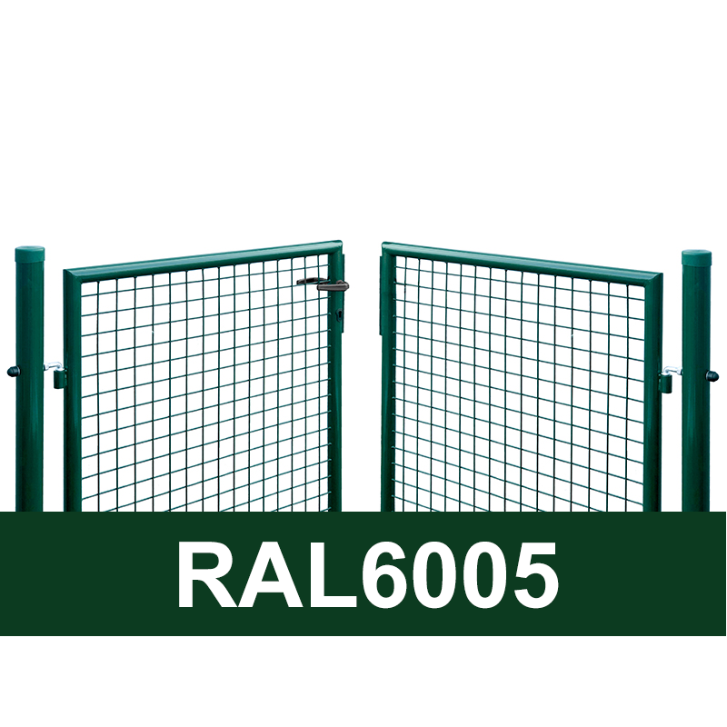 Divviru vārti ar apaļajiem stabiem RAL6005