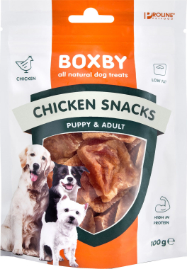 BOXBY CHICKEN SNACKS 100g - papildbarība
